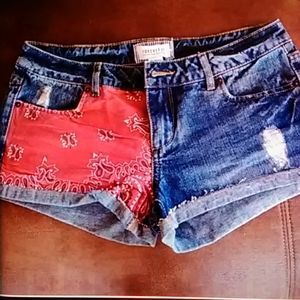 Forever 21 Bandana Denim Jean Shorts